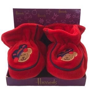 Harrods Knightsbridge London Vintage 2004 Holiday Christmas Bear Baby Booties